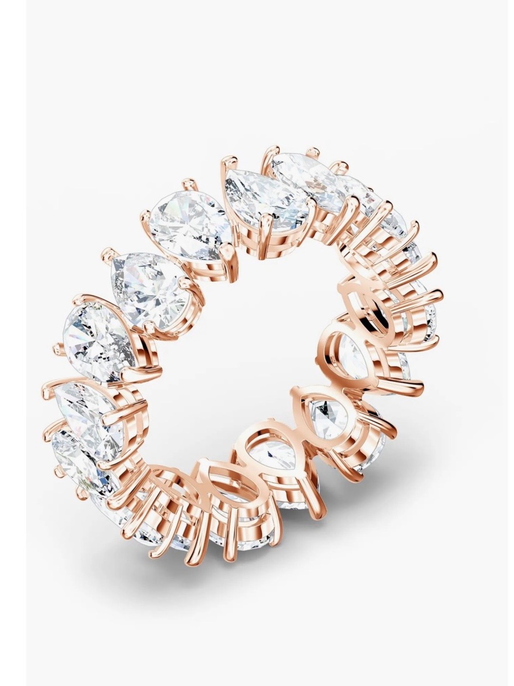 Swarovski Rose Gold-Tone Pear-Cut White Crystal Matrix Vittore Ring - Size 9
